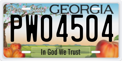 GA license plate PWO4504
