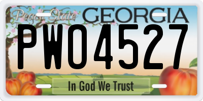 GA license plate PWO4527