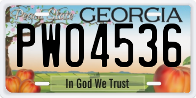 GA license plate PWO4536