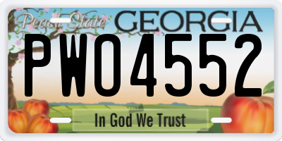 GA license plate PWO4552