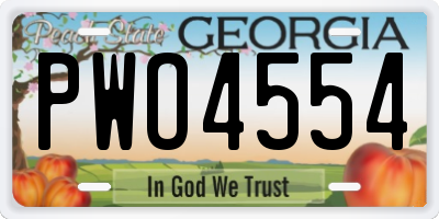 GA license plate PWO4554