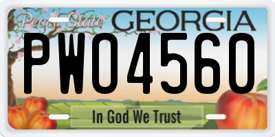 GA license plate PWO4560
