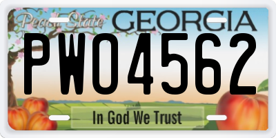 GA license plate PWO4562
