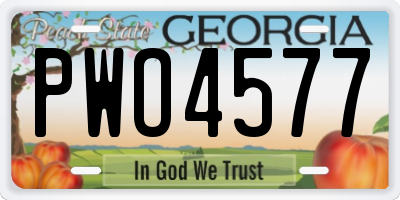 GA license plate PWO4577