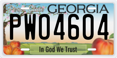 GA license plate PWO4604