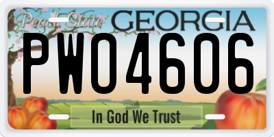 GA license plate PWO4606