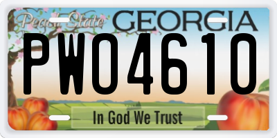 GA license plate PWO4610