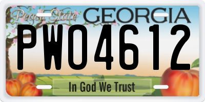 GA license plate PWO4612