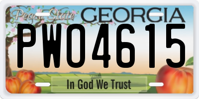 GA license plate PWO4615