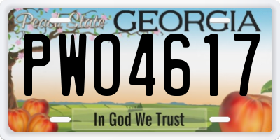GA license plate PWO4617