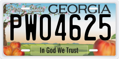GA license plate PWO4625