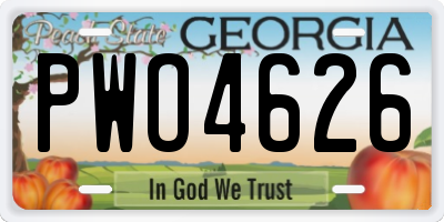 GA license plate PWO4626