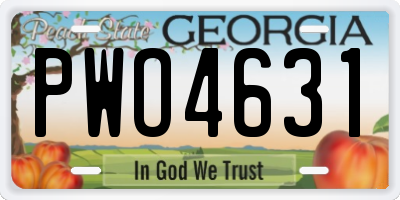 GA license plate PWO4631