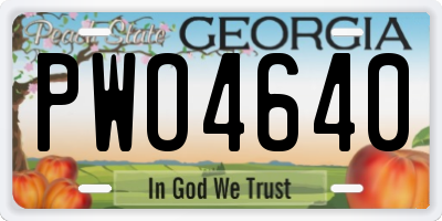 GA license plate PWO4640