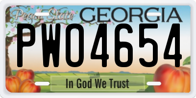 GA license plate PWO4654