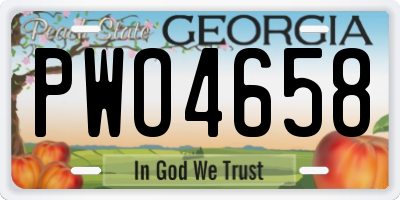GA license plate PWO4658