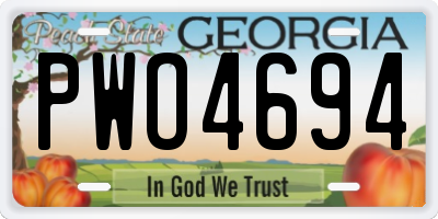 GA license plate PWO4694