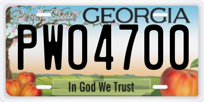 GA license plate PWO4700
