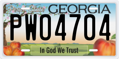 GA license plate PWO4704