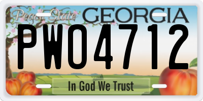 GA license plate PWO4712