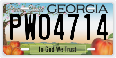 GA license plate PWO4714