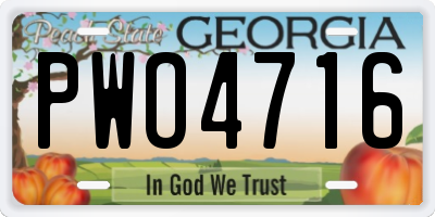 GA license plate PWO4716