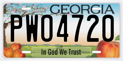 GA license plate PWO4720