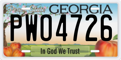 GA license plate PWO4726