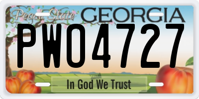 GA license plate PWO4727