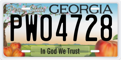 GA license plate PWO4728