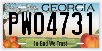 GA license plate PWO4731