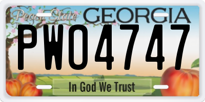 GA license plate PWO4747