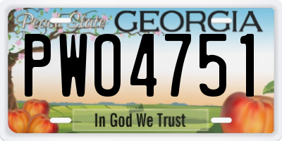 GA license plate PWO4751