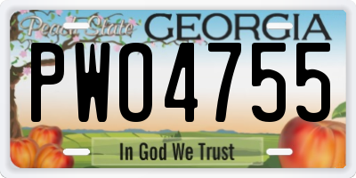 GA license plate PWO4755