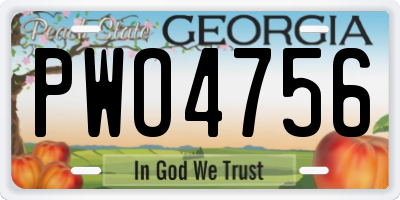 GA license plate PWO4756