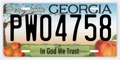 GA license plate PWO4758