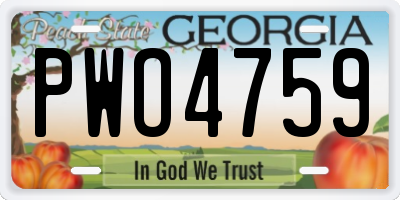 GA license plate PWO4759