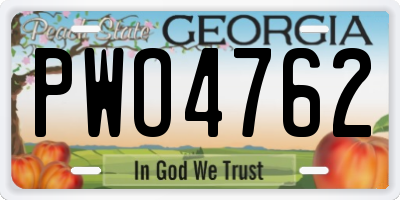 GA license plate PWO4762