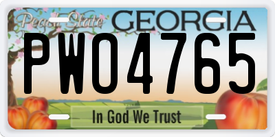 GA license plate PWO4765
