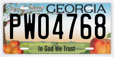 GA license plate PWO4768