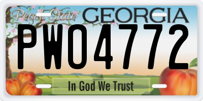 GA license plate PWO4772