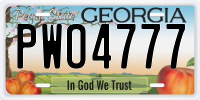 GA license plate PWO4777