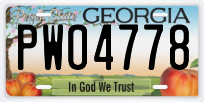GA license plate PWO4778
