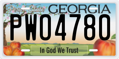 GA license plate PWO4780