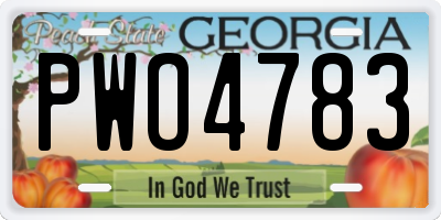GA license plate PWO4783