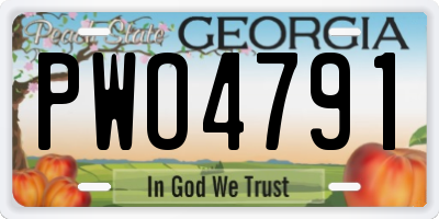 GA license plate PWO4791