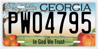 GA license plate PWO4795