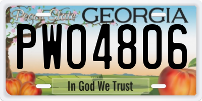 GA license plate PWO4806