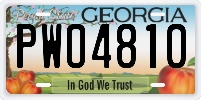 GA license plate PWO4810