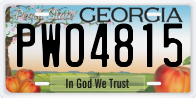GA license plate PWO4815